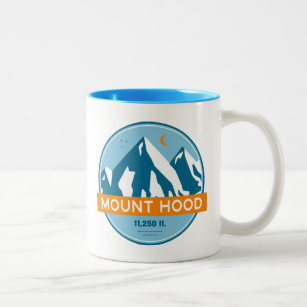 Mount Hood Oregon Stars Moon Two-Tone Coffee Mug