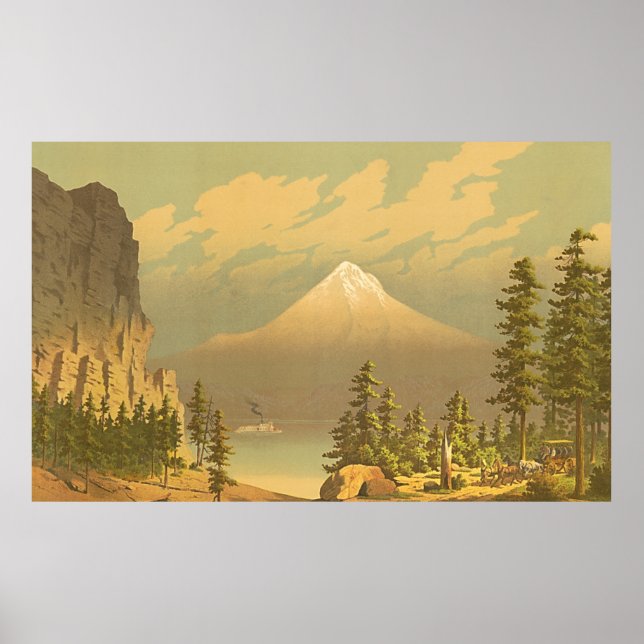 Mount Hood Oregon Vintage Landscape Poster (Front)
