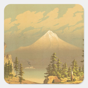 Mount Hood Oregon Vintage Landscape Square Sticker