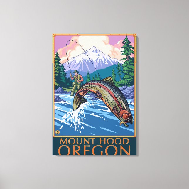 Mount Hood, OregonFisherman Scene Canvas Print (Front)