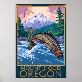 Mount Hood, OregonFisherman Scene Poster