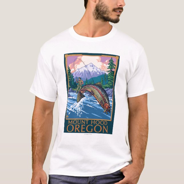 Mount Hood, OregonFisherman Scene T-Shirt (Front)