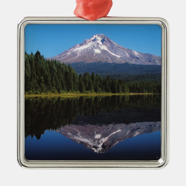 Mount Hood Reflected in Lake Metal Ornament (Front)