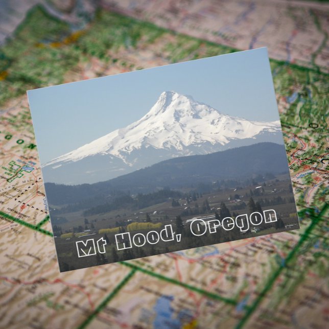 Mount Hood Valley Landscape Travel Photo Postcard (In Situ Map)