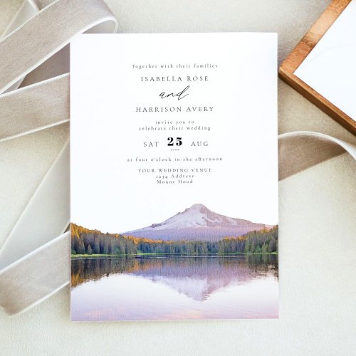 MOUNT HOOD Watercolor Illustration Wedding Invitation