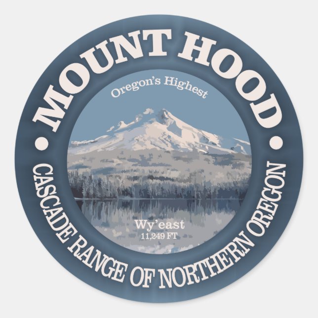 Mount Hood (winter) Classic Round Sticker (Front)