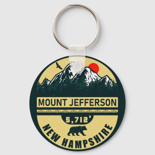 Mount Jefferson Nh Retro Sunset Souvenirs 60s Keychain