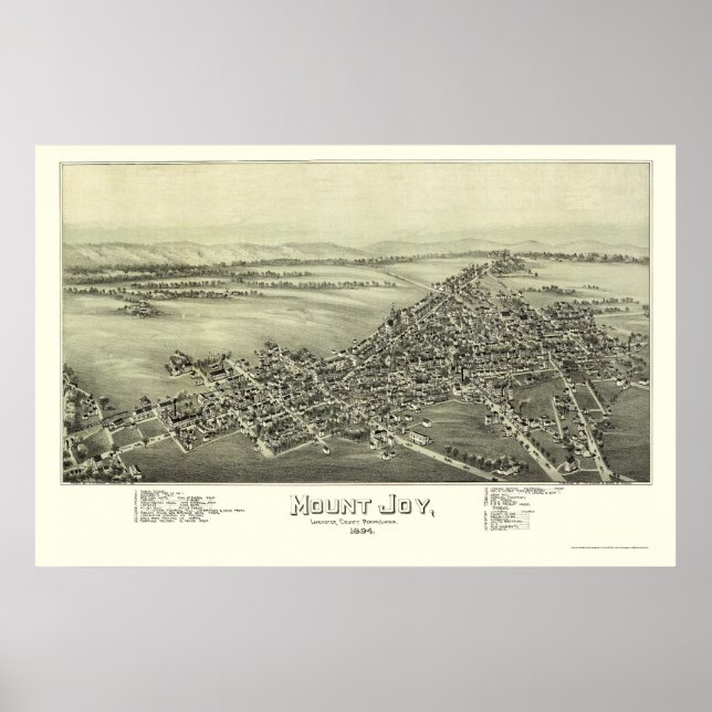 Mount Joy, PA Panoramic Map - 1894 Poster (Front)