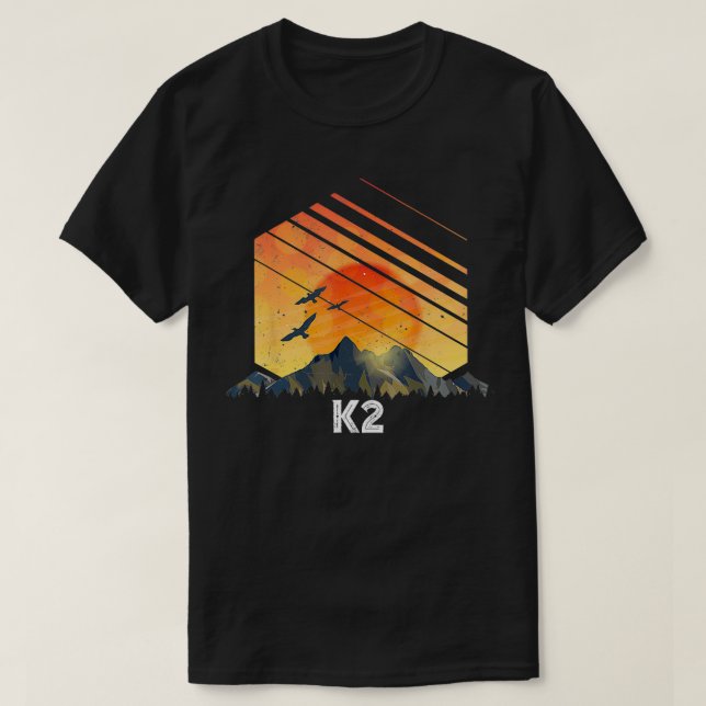 Mount K2 Vintage Mountain Sunset 80s  T-Shirt (Design Front)