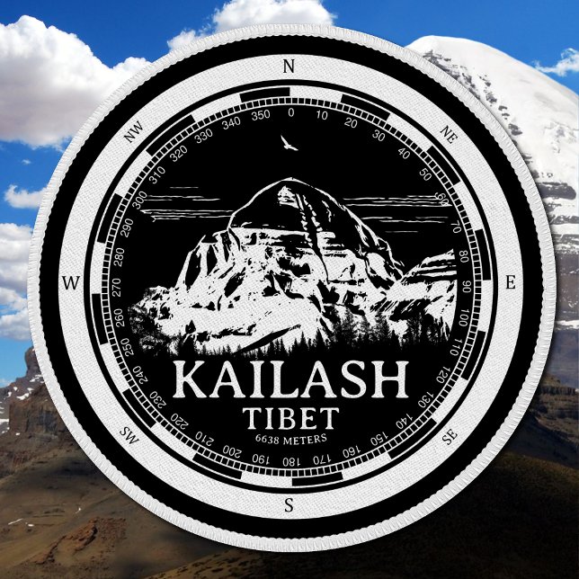Mount Kailash - Gang Rinpoche Tibet Patch (Mount Kailash - Gang Rinpoche Patch in Back with a white compass and mountain illustration)