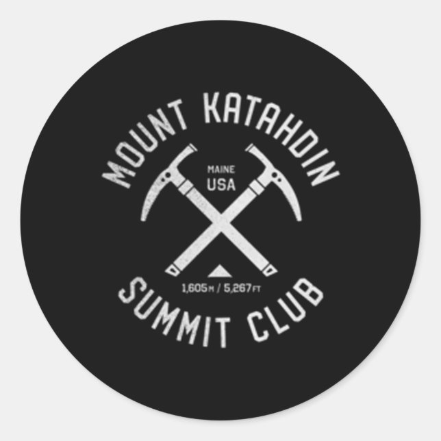 Mount Katahdin Summit Club I Climbed Katahdin Classic Round Sticker (Front)