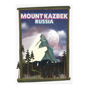 Mount Kazbek Russian travel poster. Photo Print
