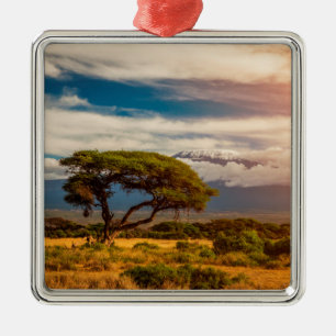 Mount Kilimanjaro   Amboseli, Kenya Metal Ornament