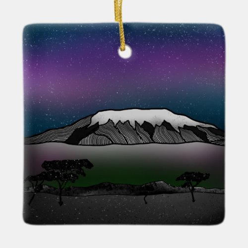 Mount Kilimanjaro illustration Ceramic Ornament