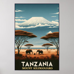 Mount Kilimanjaro Safari – Vintage Tanzania Travel Poster