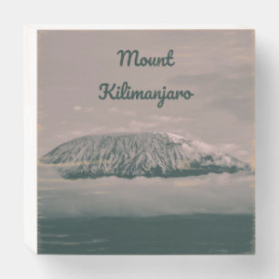 Mount Kilimanjaro Snow Volcano in Tanzania Africa Wooden Box Sign