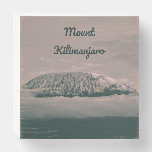 Mount Kilimanjaro Snow Volcano in Tanzania Africa Wooden Box Sign (Front Horizontal)
