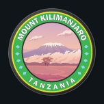 Mount Kilimanjaro Tanzania Africa Circle Badge Magnet<br><div class="desc">Mount Kilimanjaro vector artwork design. It is the highest mountain in Africa and the tallest freestanding mountain in the world.</div>