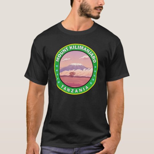 Mount Kilimanjaro Tanzania Africa Circle Badge T_Shirt