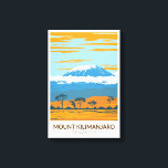 Mount Kilimanjaro Tanzania Africa Vintage Canvas Print<br><div class="desc">Mount Kilimanjaro vector artwork design. It is the highest mountain in Africa and the tallest freestanding mountain in the world.</div>