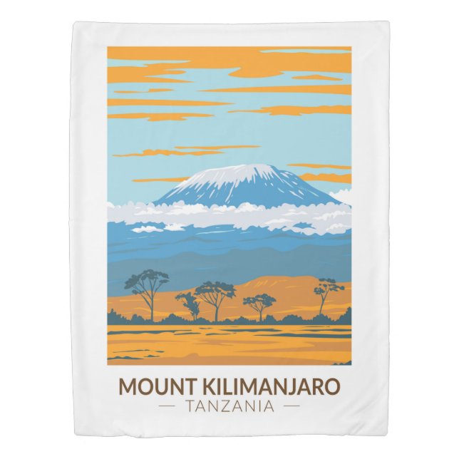 Mount Kilimanjaro Tanzania Africa Vintage Duvet Cover (Front)