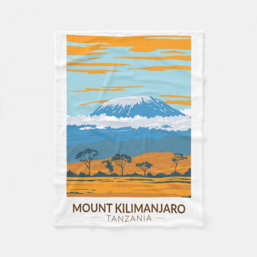 Mount Kilimanjaro Tanzania Africa Vintage  Fleece Blanket