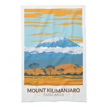 Mount Kilimanjaro Tanzania Africa Vintage Kitchen Towel