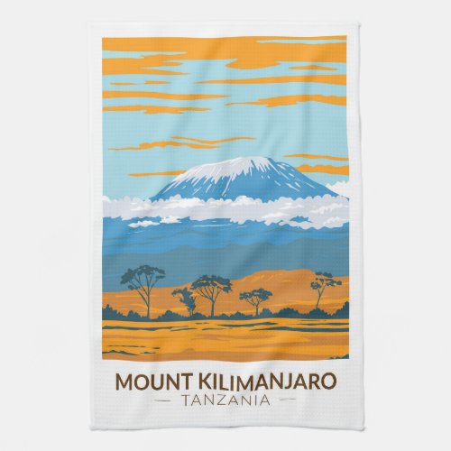 Mount Kilimanjaro Tanzania Africa Vintage Kitchen Towel