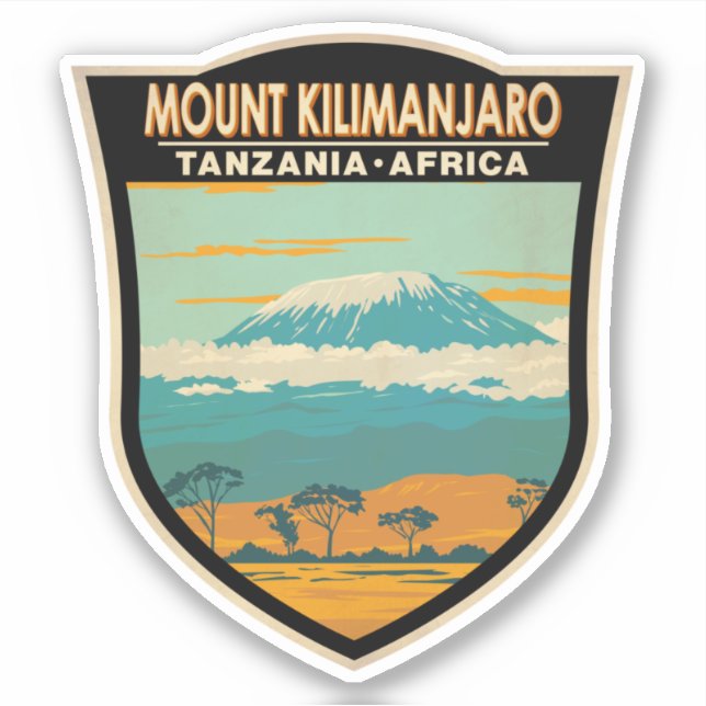 Mount Kilimanjaro Tanzania Africa Vintage Sticker (Front)