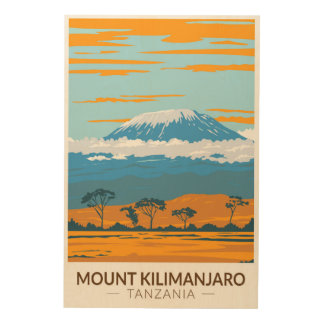 Mount Kilimanjaro Tanzania Africa Vintage Wood Wall Art