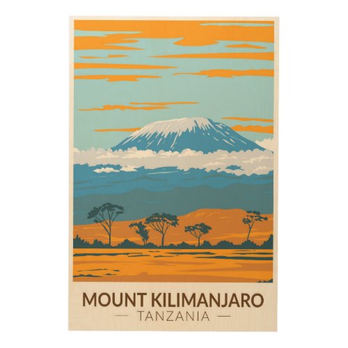 Mount Kilimanjaro Tanzania Africa Vintage Wood Wall Art