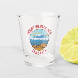 Mount Kilimanjaro Tanzania Distressed Circle Shot Glass
