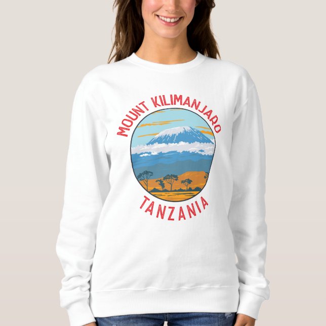 Mount Kilimanjaro Tanzania Distressed Circle Sweatshirt (Front)