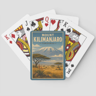 Mount Kilimanjaro Tanzania Illustration Travel Art Poker Cards