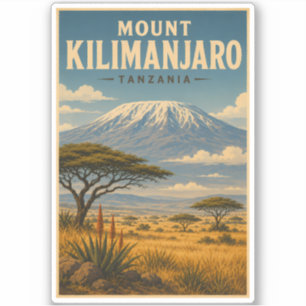 Mount Kilimanjaro Tanzania Illustration Travel Art Sticker