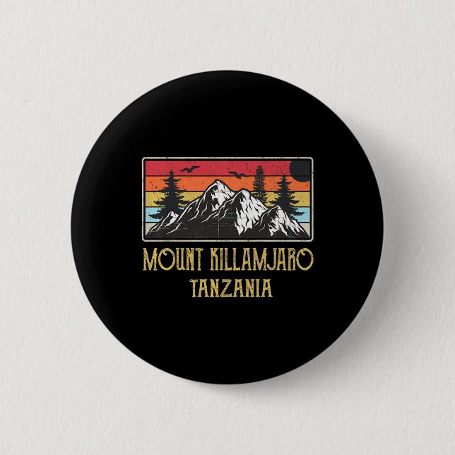 Mount Kilimanjaro Tanzania Vintage Retro Climbing  Button (Front)