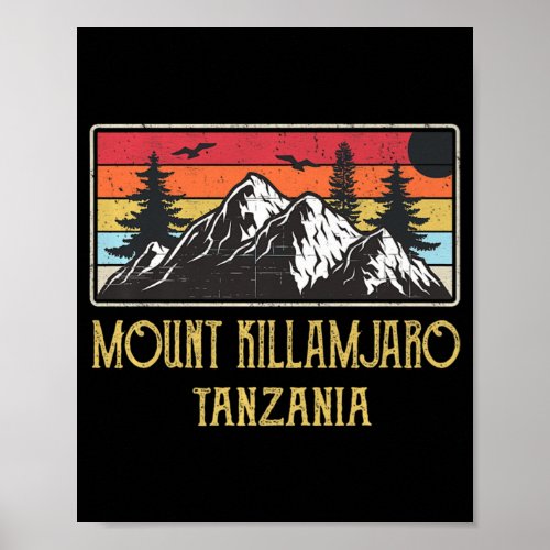 Mount Kilimanjaro Tanzania Vintage Retro Climbing  Poster