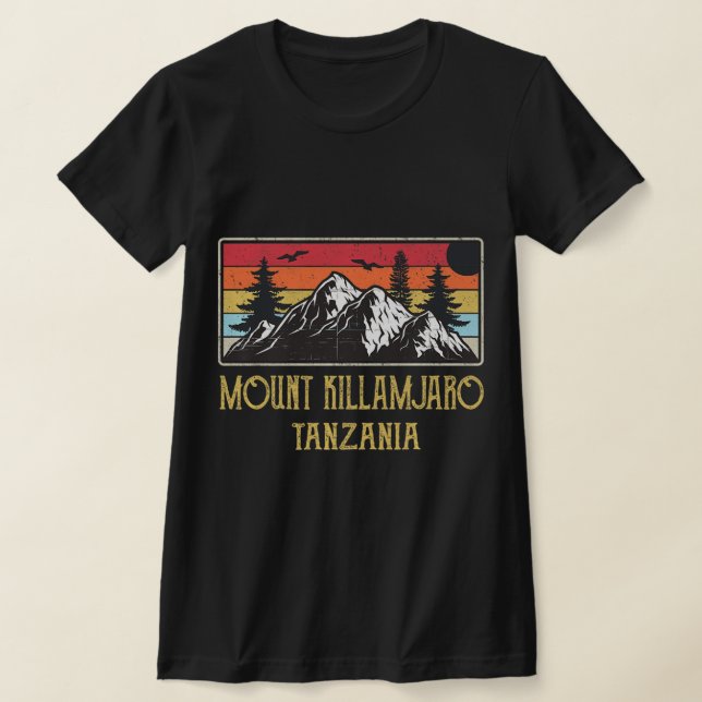 Mount Kilimanjaro Tanzania Vintage Retro Climbing  T-Shirt (Laydown)