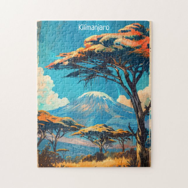Mount Kilimanjaro Tanzania Vintage Travel Jigsaw Puzzle (Vertical)