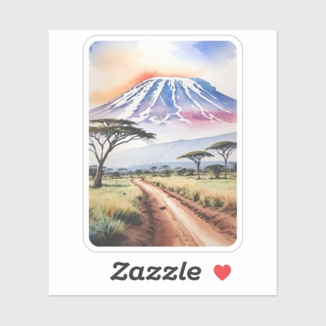 Mount Kilimanjaro Tanzania Watercolor Sticker (Sheet)