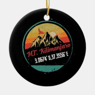 Mount Kilimanjaro  with GPS Coordinates Ceramic Ornament