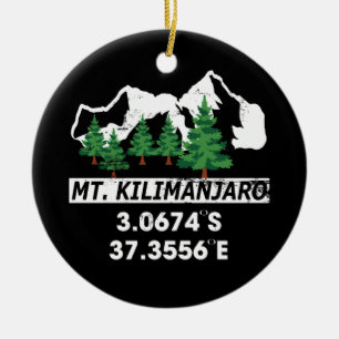 Mount Kilimanjaro with GPS Coordinates Ceramic Ornament