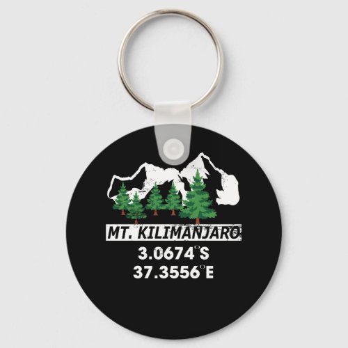 Mount Kilimanjaro with GPS Coordinates Keychain