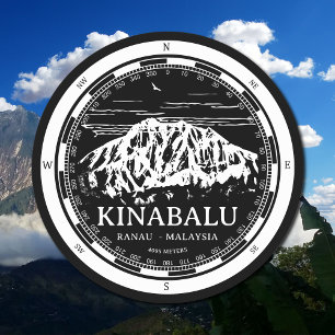 Mount Kinabalu - Ranau Malaysia Sabah Illustration Round Paper Coaster