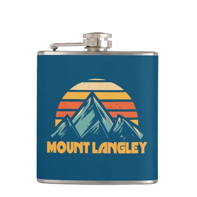 Mount Langley California Retro Turquoise Flask (Front)