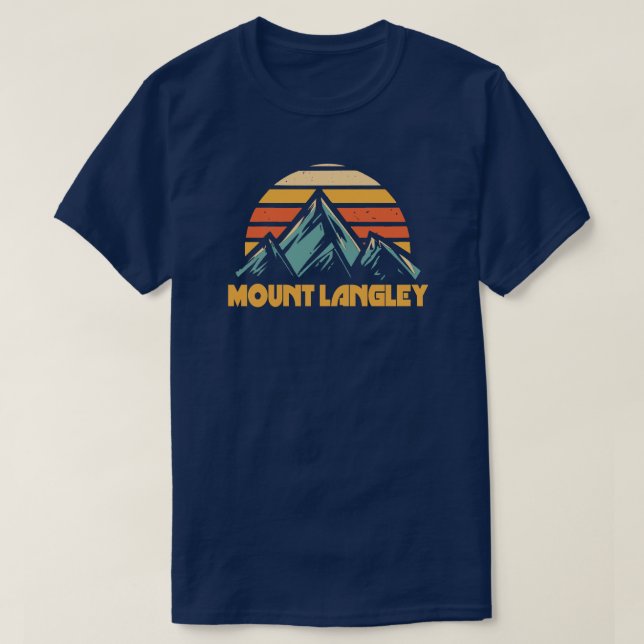 Mount Langley California Retro Turquoise T-Shirt (Design Front)