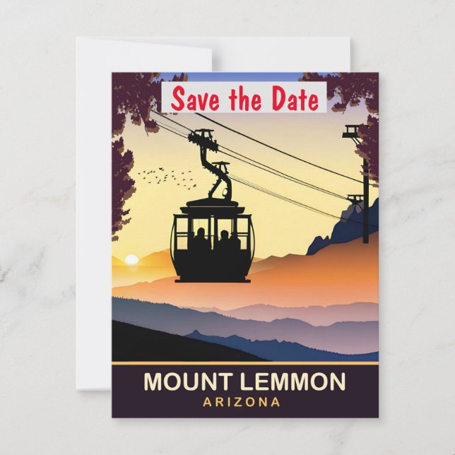 Mount Lemmon Arizona Gondola Wedding Invitation (Front)