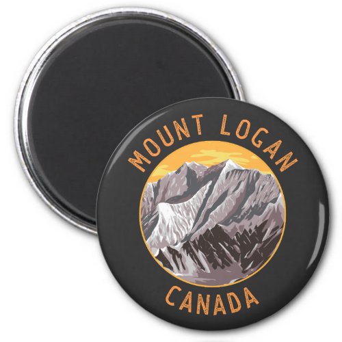 Mount Logan Canada Distressed Circle Magnet
