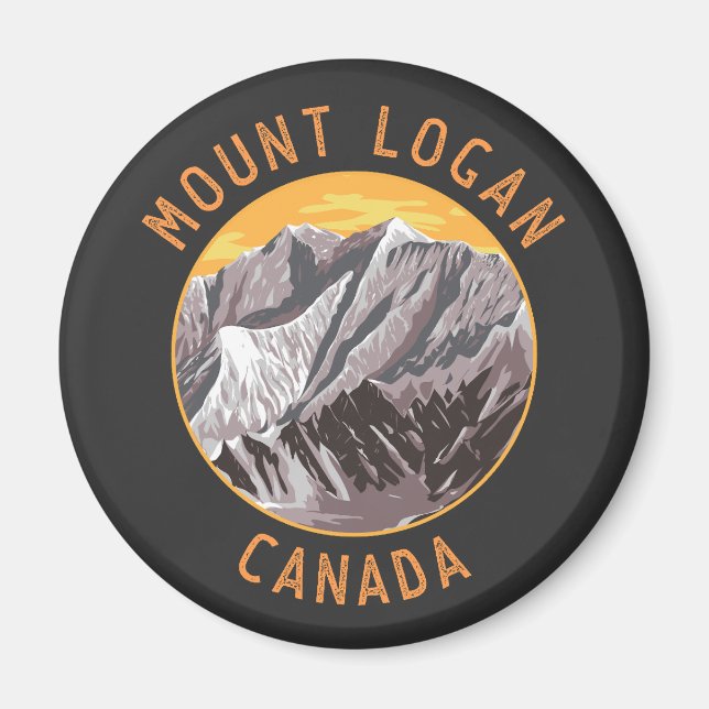 Mount Logan Canada Distressed Circle Magnet (Front)