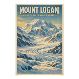 Mount Logan, Canada, in a classic retro Poster